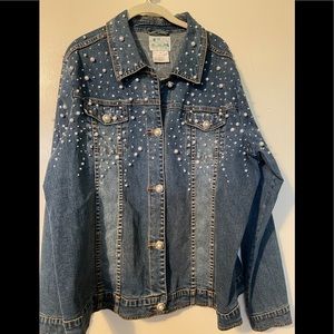 The Quaker Factory pearl studded jean jacket